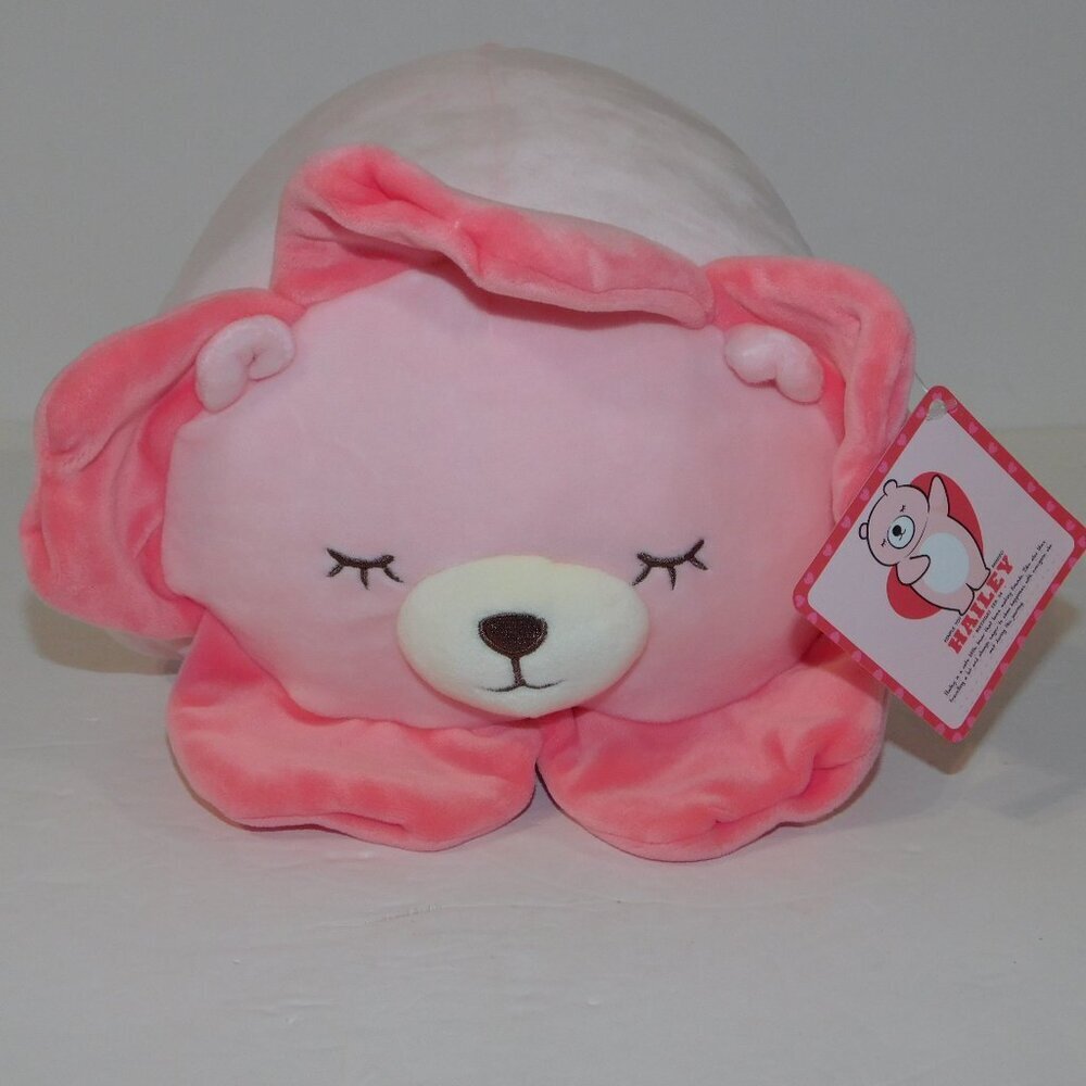 Miniso Life HAILEY Pink Sleeping Flower Bear 11" Stuffed Plush NEW Penple Toy